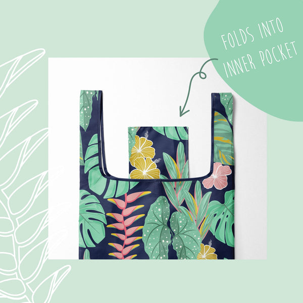 Reusable Folding Tote Bag - Sunset Shells
