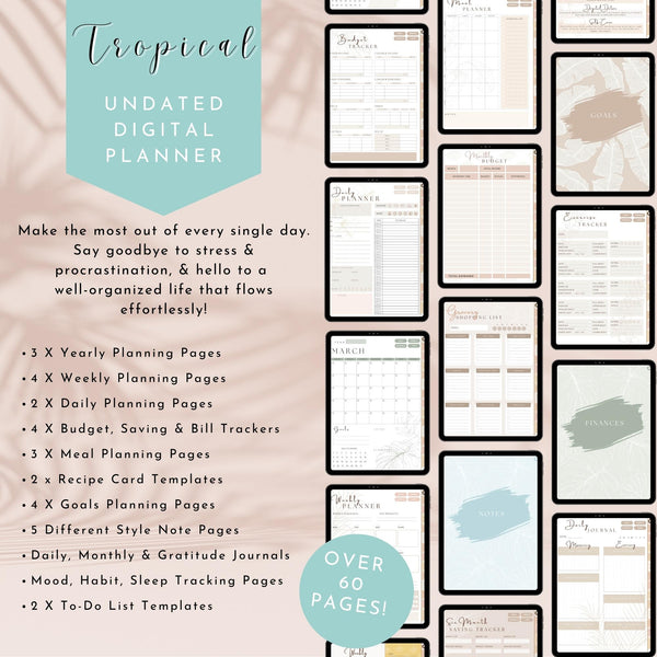 Ultimate Tropical Digital Planner! Undated for unlimited use!