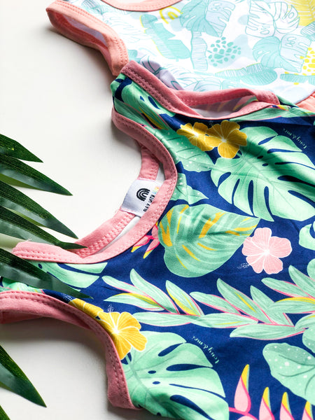 Ruffle Tank Dress + Bummie - Midnight Jungle -ALOHA PLAYWEAR