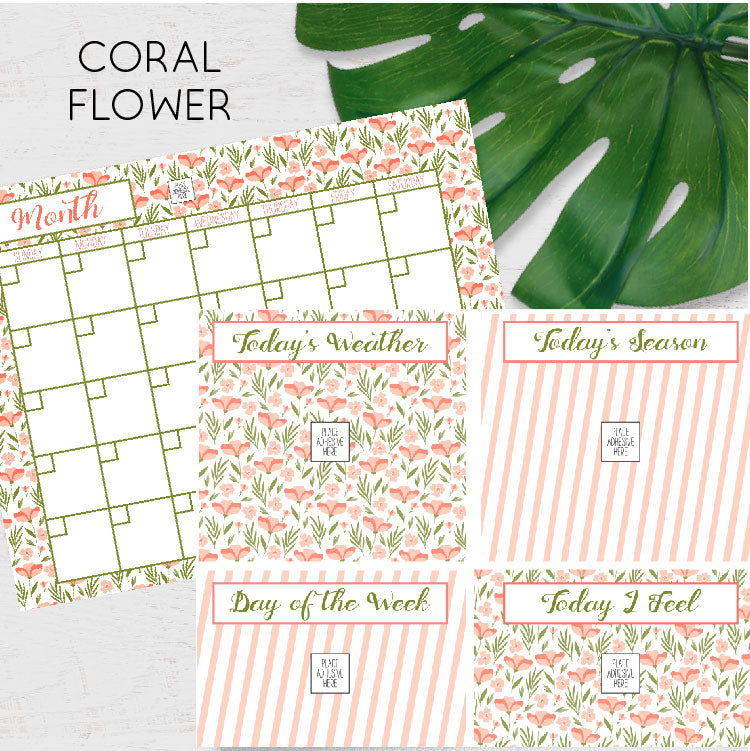 DIY Morning Board & Calender Printable - Coral Floral