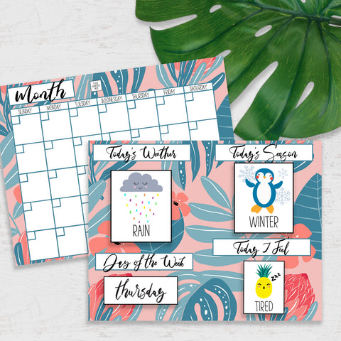 DIY Morning Board Printable - Tropical Pink