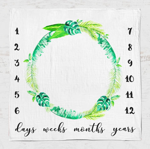 Ultra Soft Bamboo Muslin Blanket - Tropical Milestone
