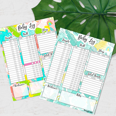 Baby Log Printable - Jungle Doodle Pink