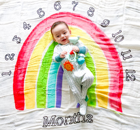 Rainbow Milestone Ultra Soft Bamboo Swaddle