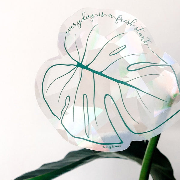 Rainbow Maker Suncatcher Decal - Monstera- Every Day is A Fresh Start