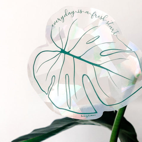 Rainbow Maker Suncatcher Decal - Monstera- Every Day is A Fresh Start
