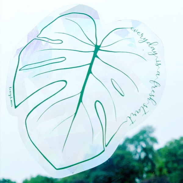 Rainbow Maker Suncatcher Decal - Monstera- Every Day is A Fresh Start