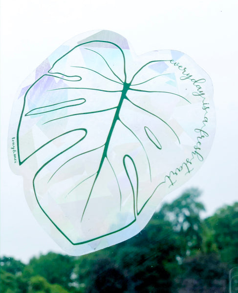 Rainbow Maker Suncatcher Decal - Monstera- Every Day is A Fresh Start