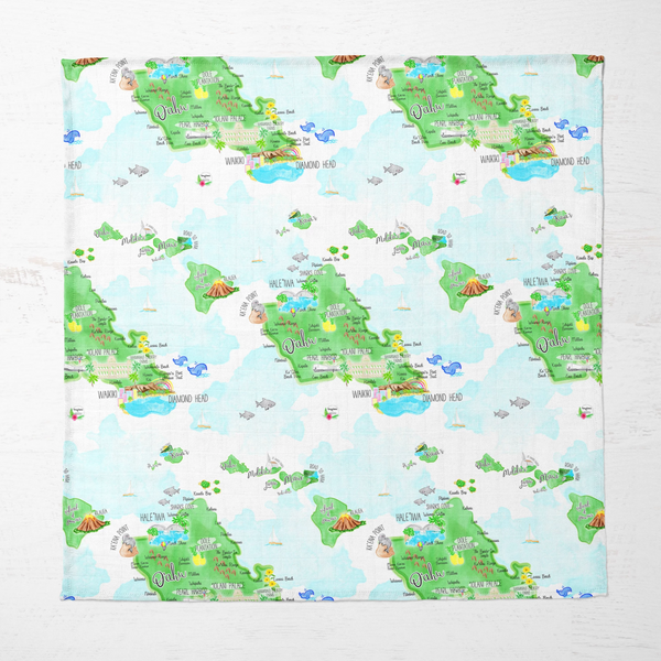 Ultra Soft Bamboo Muslin Blanket - Island Map - A Tony&Mei x Hopscotch Collab