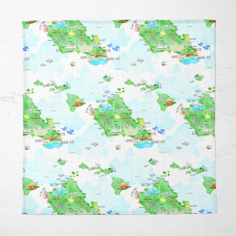 Ultra Soft Bamboo Muslin Blanket - Island Map - A Tony&Mei x Hopscotch Collab