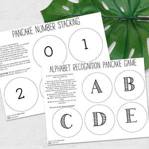 Pancake Number Stacking & Alphabet Game Printable