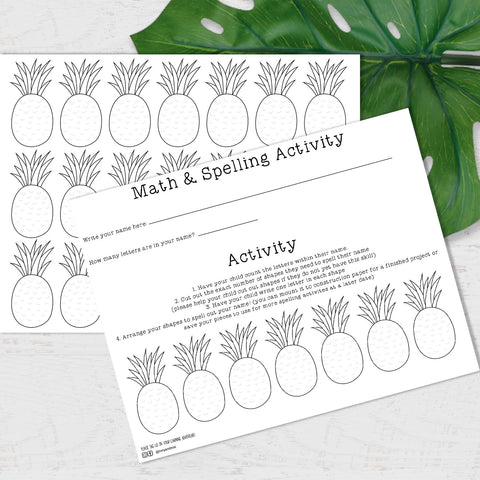Math & Spelling Activity Printable - Pineapples